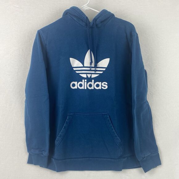 Adidas Sweater Adult Medium Blue Hoodie Logo Sweatshirt Pullover Casual - Picture 1 of 7